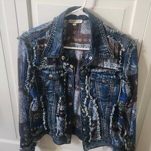 Adore Embellished Denim Jacket with Fringe - Statement Piece!